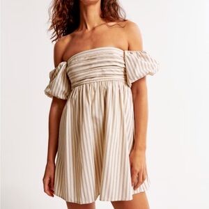 Abercrombie & Fitch-Striped Off-Shoulder Dress